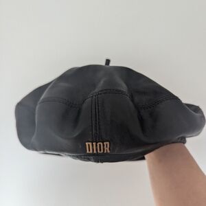 Authentic Christian Dior genuine leather beret women's hat